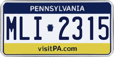 PA license plate MLI2315