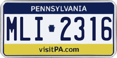 PA license plate MLI2316