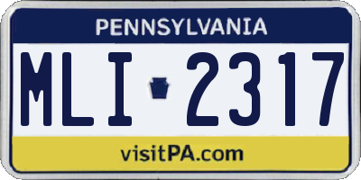 PA license plate MLI2317