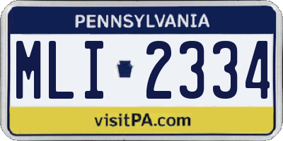 PA license plate MLI2334