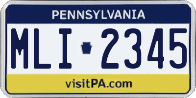 PA license plate MLI2345