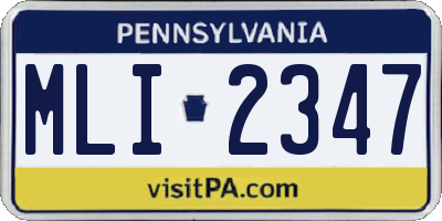 PA license plate MLI2347