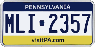 PA license plate MLI2357