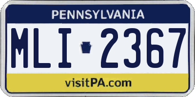 PA license plate MLI2367