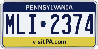 PA license plate MLI2374