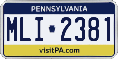 PA license plate MLI2381