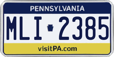 PA license plate MLI2385