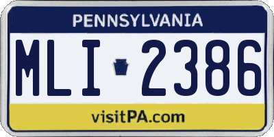 PA license plate MLI2386