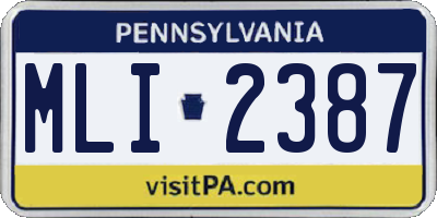 PA license plate MLI2387