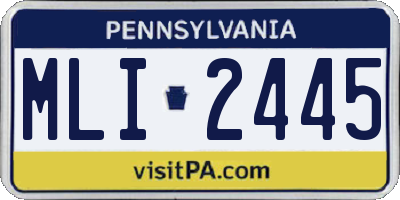 PA license plate MLI2445