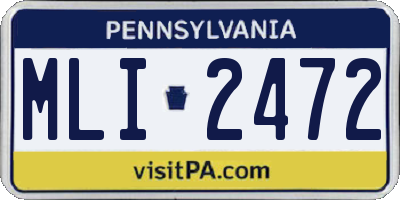 PA license plate MLI2472
