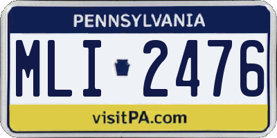 PA license plate MLI2476
