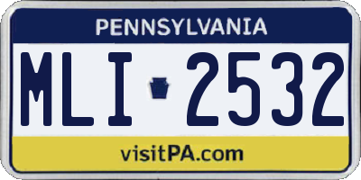 PA license plate MLI2532