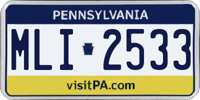 PA license plate MLI2533