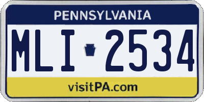 PA license plate MLI2534