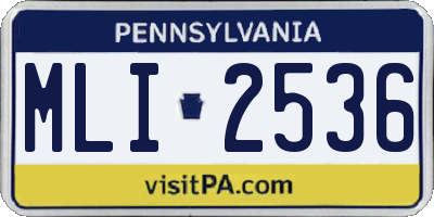 PA license plate MLI2536