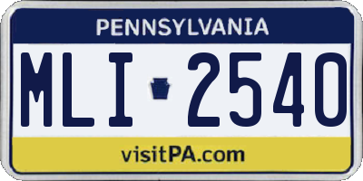PA license plate MLI2540