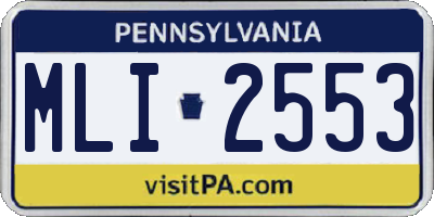 PA license plate MLI2553
