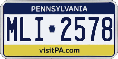 PA license plate MLI2578