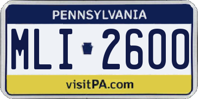 PA license plate MLI2600