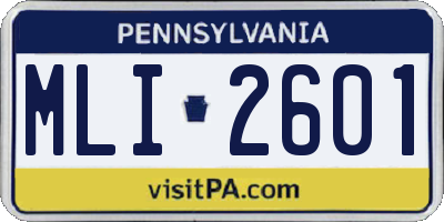 PA license plate MLI2601