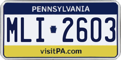 PA license plate MLI2603