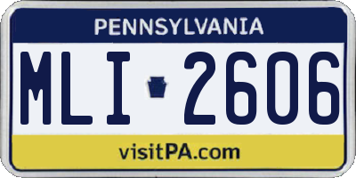 PA license plate MLI2606