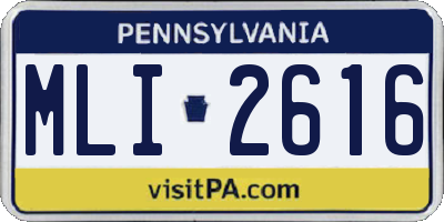 PA license plate MLI2616