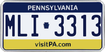 PA license plate MLI3313