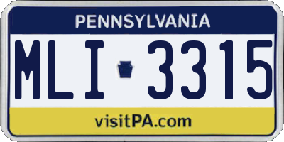 PA license plate MLI3315