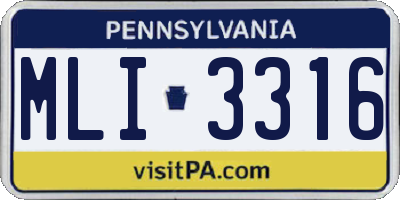 PA license plate MLI3316