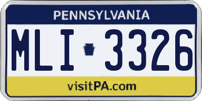 PA license plate MLI3326