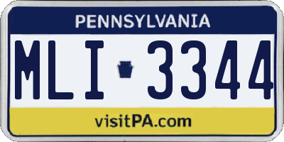 PA license plate MLI3344