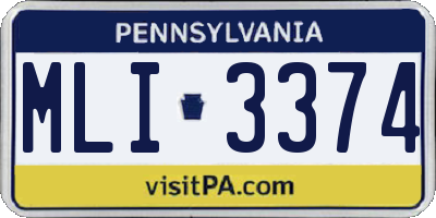 PA license plate MLI3374