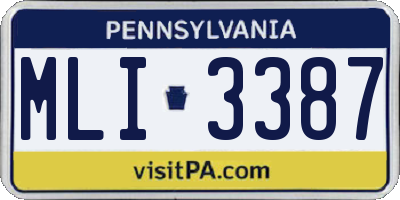 PA license plate MLI3387