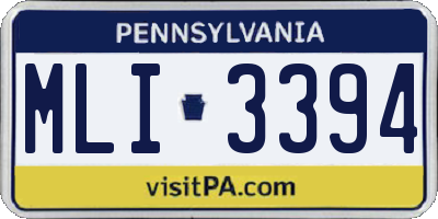 PA license plate MLI3394