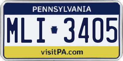PA license plate MLI3405