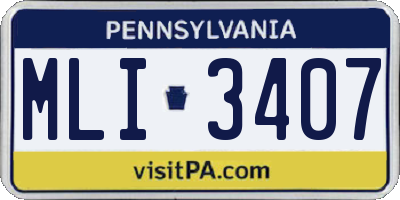PA license plate MLI3407