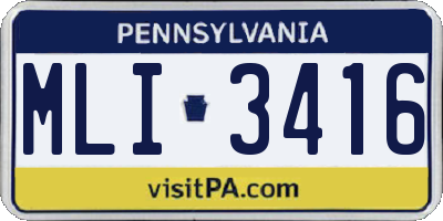 PA license plate MLI3416