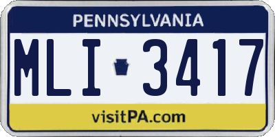 PA license plate MLI3417