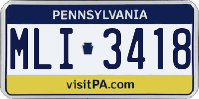 PA license plate MLI3418
