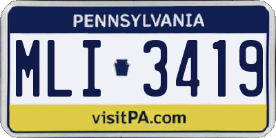 PA license plate MLI3419