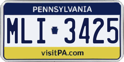 PA license plate MLI3425
