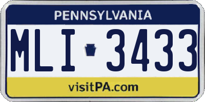 PA license plate MLI3433