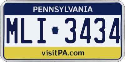 PA license plate MLI3434