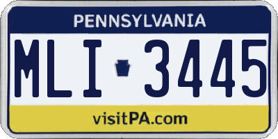 PA license plate MLI3445