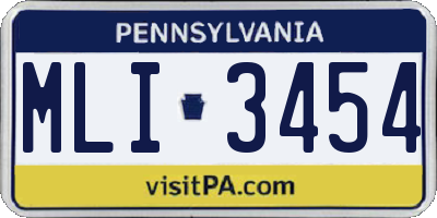 PA license plate MLI3454