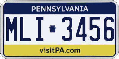 PA license plate MLI3456