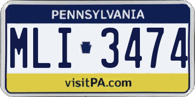 PA license plate MLI3474