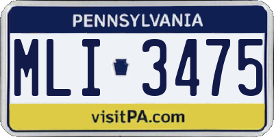 PA license plate MLI3475